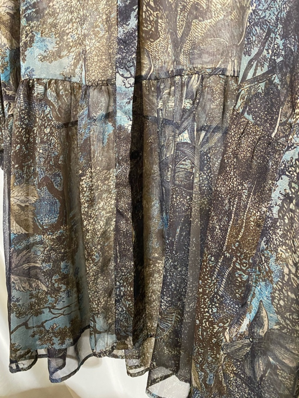 New Selection by Ulla Popken Sheer Tunic Blouse/ Shirt Dress w/ a Forest Design - Picture 6 of 10